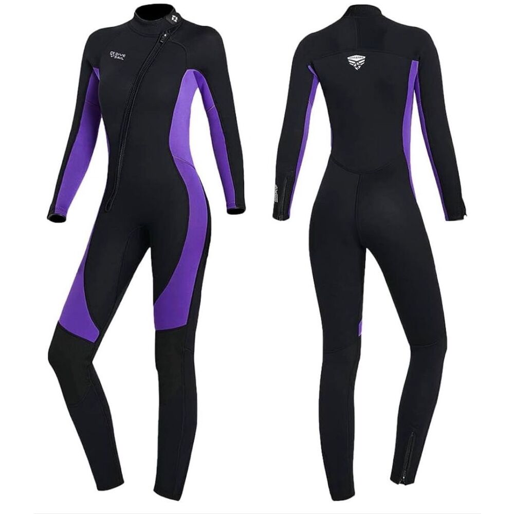 Black & Purple Women's Full-Body Wetsuit One-Piece